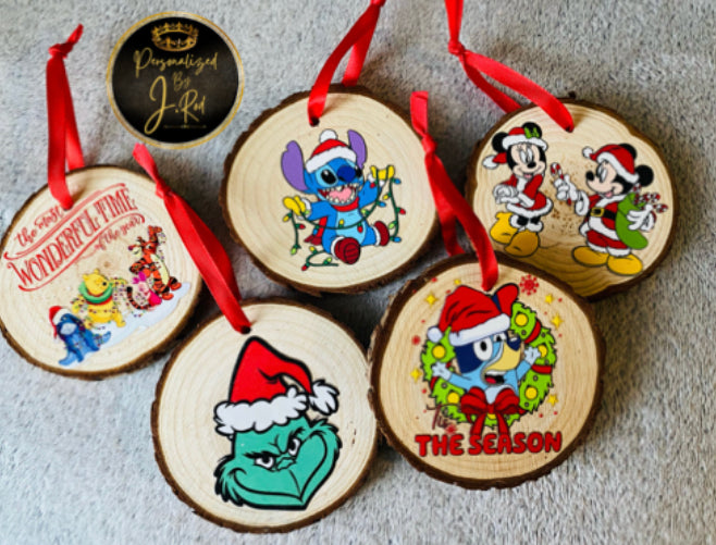 Wood slice Christmas Ornament