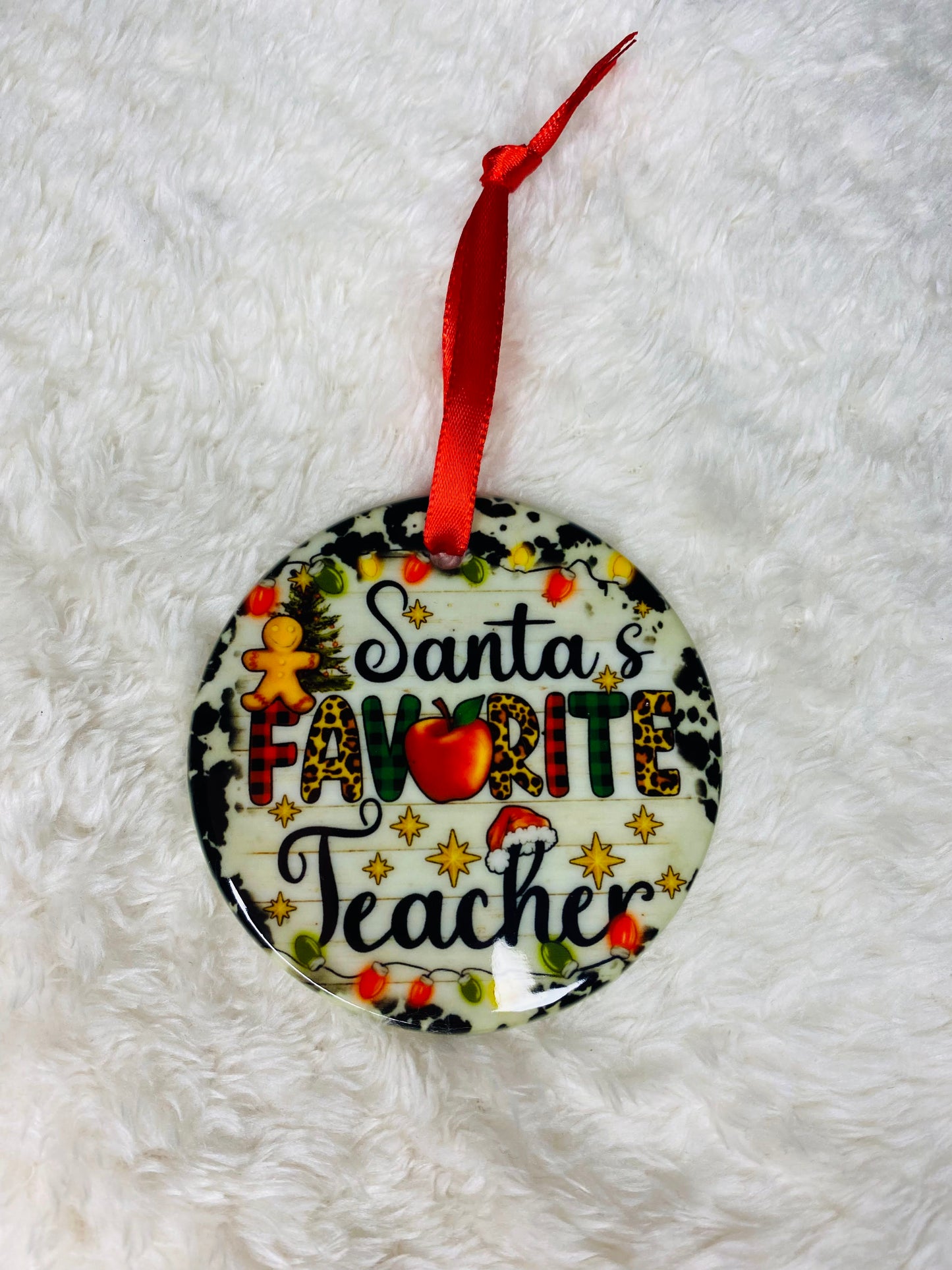 "Santa's Favorite Teacher" ceramic ornament